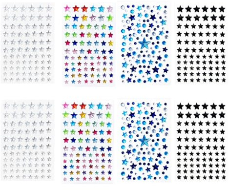 UIEXEA 8 Blätter Glitzersteine, Glitzersteine Selbstklebend, Acryl Bunt Sticker Glitzer, zum Basteln, Fotorahmen, Nagel Deko