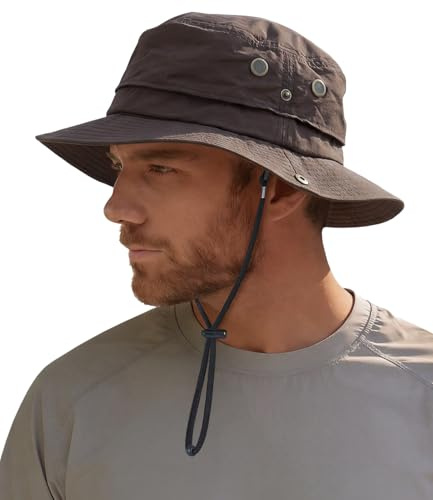 Hat Hut Sonnenhut für Herren, Wasserdichter Fischerhut, LSF 50+ breite Krempe, Regenhut, Outdoor Bucket Hat, Wandern, Allwetter