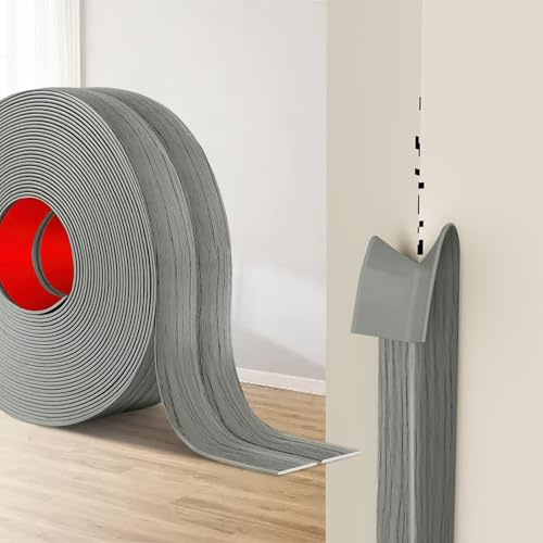 Protection Angle Mur Adhésif, Bandes Corniere en TPE, Plinthe Souple Épaisse en Forme de L Baguette Angle pour Murs, Portes, Cuisine, Fenêtres, Idéal pour Rénovations DIY (Bois Gris, 2cm x 8M)