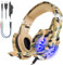 VersionTech - Stereo Gaming Headset for PS4 with Microphone, Professional Gaming Headset for PS4 with 3.5mm Jack, LED Light, Low Noise, Compatible With PS4, PC, Laptop and Smartphone (Blue) camouflage