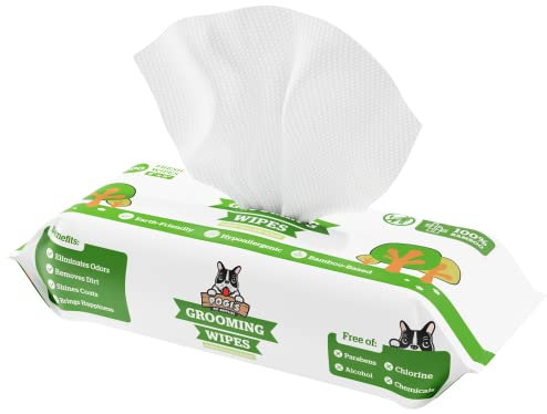 Pogi lingettes nettoyantes pour Chiens – à Base de Plantes, thé Vert – Lot de 100