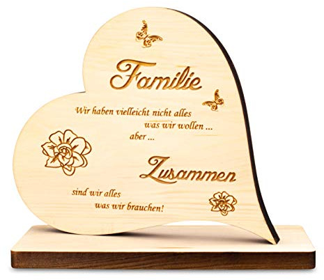 sagl.tirol Zirbenherz auf Sockel mit Familienspruch