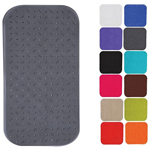MSV Premium Tapis de Douche antibactérien antidérapant avec ventouses – Gris – env. 36 x 76 cm – Lavable à 60 °C