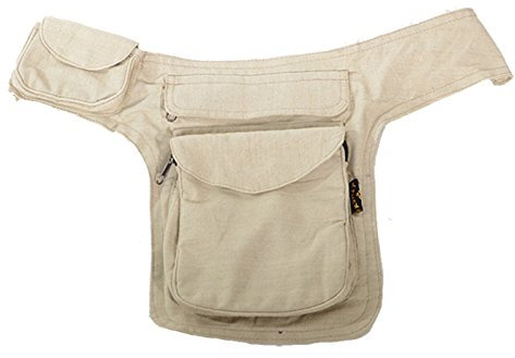 Kunst und Magie Goa Hippie Bauchtasche Gürteltasche Bauchgurt Festivaltasche, Farbe:Hanffarben