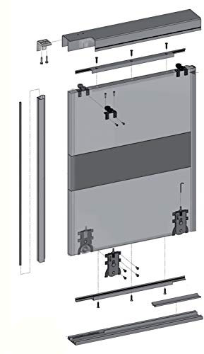 GTV Wardrobe Sliding Door Hardware Kit - Modern Style, 3 Doors, 2300mm Track