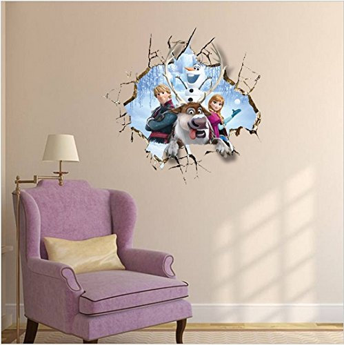 Elsa Olaf Sven Hans Gefrorenes Team Die Eisprinzessin mit Freunden Schlafzimmer Entfernbar Wandgemälde Kindergarten Abziehbild Dekor Baby Kunst Wandaufkleber Aufkleber Dekoration Kinder