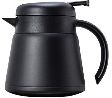 OnePine 800ml Edelstahl Doppelschicht Vakuumisolierter kaffeekanne Teekanne - Heiß und kalt dual Gebrauch (Schwarz)