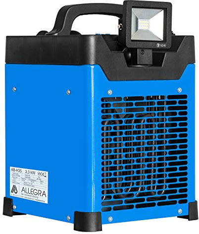 ALLEGRA H35 Heizlüfter 2.0 neue Generation 3300 Watt + LED Baulampe + Bluetooth Musik Streaming und Freisprechanlage und USB Ladegerät
