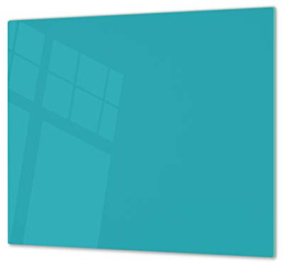 Cubre vitrocerámica y tabla de cortar de cristal templado – Superficie de vidrio templado resistente – UNA PIEZA (60 x 52 cm) o DOS PIEZAS (30 x 52 cm); D18 Serie de colores: L Turquesa