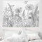 ABAKUHAUS Blumen Wandteppich, Blumen-Garten-Landschaft aus Weiches Mikrofaser Stoff Waschbar ohne Verblassen Digitaldruck, 150 x 110 cm, Weiß Grau