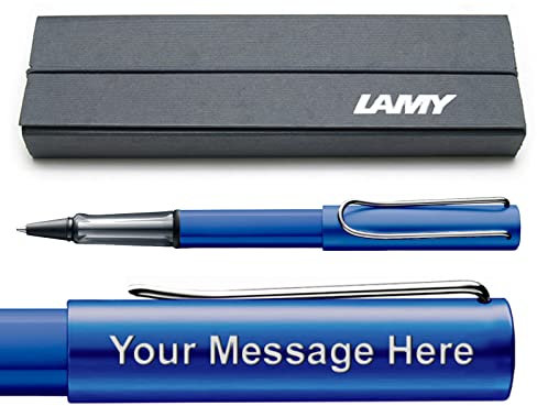 Lamy AL-star Ocean Blue Rollerball Pen - Engraved Pen with transparent, ergonomic grip & line width M - lightweight aluminium body - including rollerball refill M63 - Gift Boxed