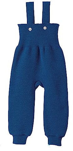 Pantalone in lana Merino con pettorina e bretelle col. blu navy