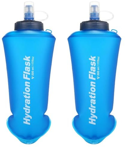 TRIWONDER Gourde Souple Pliable Flasque Running Gourde Sport Bouteille d'eau Souple Poche Hydratation Réservoir d'Eau Flacon pour Utilisation en Extérieur (500 ml - 2 Pièces - Nouveau)