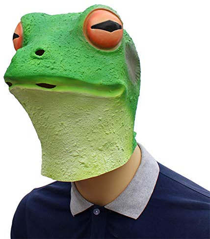 HAORONG Maschera rana verde rettile adulto lattice gomma Overhead Animal Costume