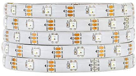 BTF-LIGHTING RGBW SK6812 (ähnlich WS2812B) RGB+Kaltes Weiß 5m 30LEDs/pixel/m Individuell adressierbar Flexibel 4 farbe in 1 LED Traumfarbe LED Streifen Weiß PCB IP65 Wasserdicht DC5V