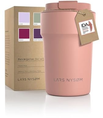 LARS NYSØM Thermo Kaffeebecher to go 380ml | Travel Mug 0,38 Liter mit Isolierung | Auslaufsicherer Edelstahl Thermobecher für Kaffee und Tee unterwegs | Teebecher (Blush Rose, 380ml)