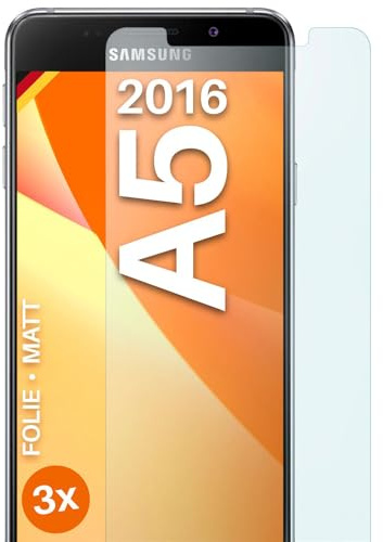 moex FlexProtect matte Schutzfolie für Samsung Galaxy A5 (2016) Displayschutz Folie matt gegen Reflexionen, Anti Reflex Handyfolie mit Sonnenschutz, Kompatibel mit jeder Handyhülle, 3 Stück