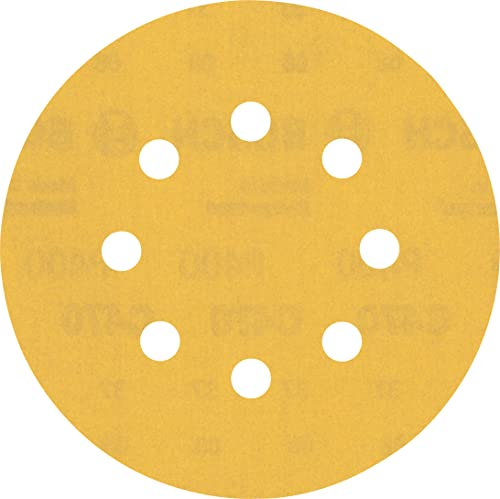 Bosch 50x EXPERT C470 Schleifblatt mit 8 Löchern (für Farbe auf Holz, Hartholz, Ø 125 mm, Körnung 400, Professional Zubehör Exzenterschleifer, Schwingschleifer)