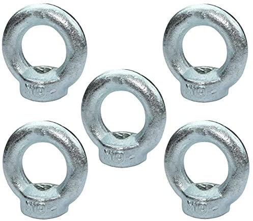 AERZETIX - C49728 - Satz von 5 - Ringmutter - M10 - Ring Kranösen - verzinkter Stahl - Metrisches Gewinde - 230kg - Farbe Silber