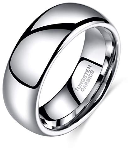 Zakk Ringe Damen Herren Wolfram Silber Vorsteckring Schmal Schlicht Poliert Verlobungsringe Eheringe Trauringe 2mm 4mm 6mm 8mm (8mm,62 (19.7))