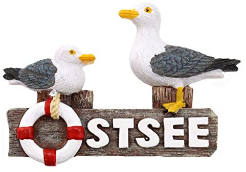 Ostsee Magnet 2 Möwen Pfahl Rettungsring Poly Souvenir Germany