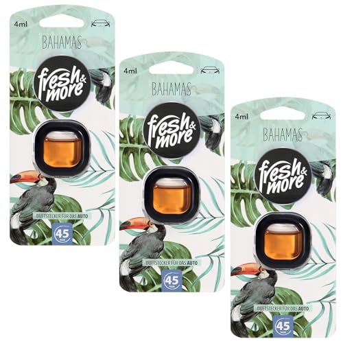 3x Fresh & More Auto-Lufterfrischer Clips Duftauswahl (3x4ml) (Bahamas)