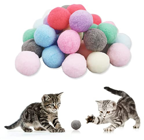 LAMXD Cat Balls - Soft Kitten Pom poms (30 Pak) - Indoor Cats Interactive Play Toy