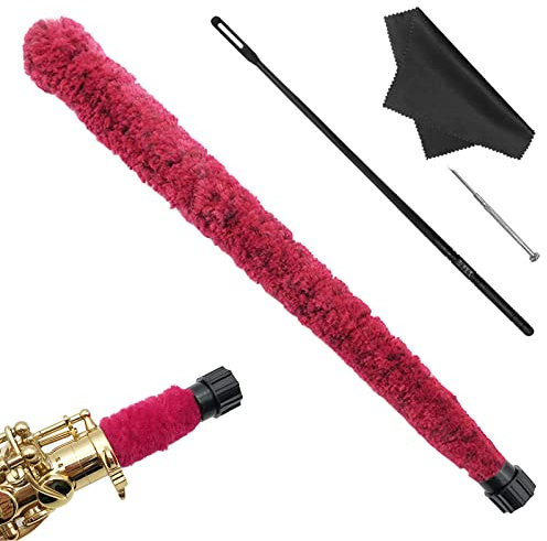 4-teiliges Saxophon-Reinigungsset, lyfLux Flöten-Reinigungsset, Flötenreinigungstuch, Reinigungsbürste, mit Schraubendreher, für Saxophon-Wartung und Reinigung, Flötenreinigung (Rote Reinigungsbürste)
