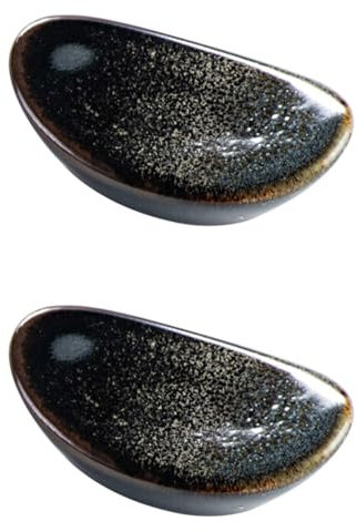 Housoutil Chopstick Rests Holders Ceramic, 2PCS Japanese Spoon Rest, Mini Chopstick Racks, Black Chopsticks Holders for Restaurant Table Decoration