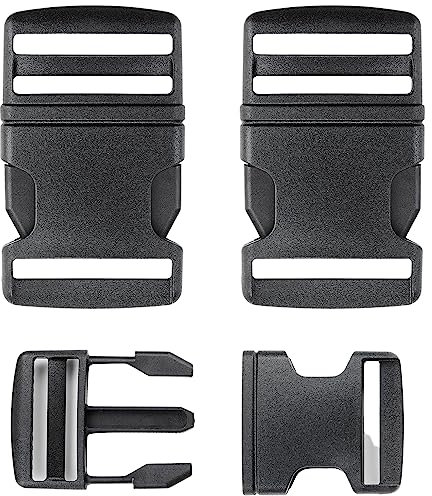 Steckschnallen für Gurtbänder, Größe 25 mm, 2 Stück, in Schwarz, aus Hartplastik, Steckschnallen-Klickverschluss, Ersatz Steckverschluss, Schnalle Reparatur, Rucksack Gurtschnalle, Steckschließe Gurt