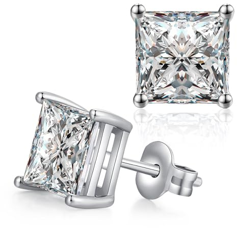 Orecchini a Bottone Zirconi Cubici in Argento Sterling 925 Diamanti Simulati Ipoallergenici Orecchini Rotondi CZ Piercing Cartilagine Gioielli Regali per Donne Uomini 6 mm