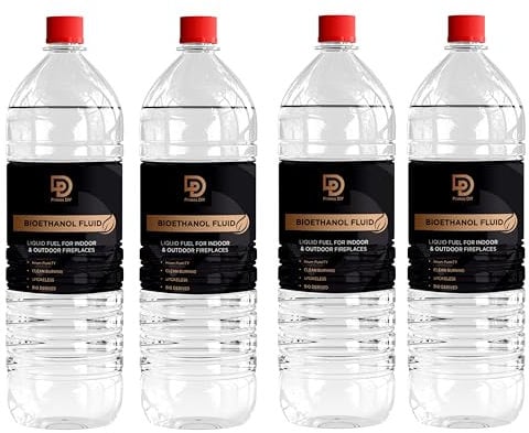 PRIMES DIY 4 Litre Premium Bioethanol Fuel for Fire Place Clean Burning High Purity Bio Ethanol Liquid Fuel for Fire Pits Burners and Stoves Indoor and Outdoor Use Eco Friendly Bioethanol Fuel Liquid