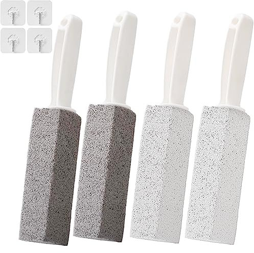 Cleaning Block WC, piedra de limpieza para inodoro con asa, 4 unidades de piedra pómez con mango, piedra de limpieza profunda, limpiador de marcas de agua dura