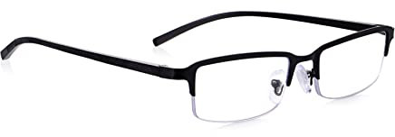 1.0 Herren-Lesebrille, rechteckige Halbrahmenbrille, mattschwarz mit Federscharnieren für Komfort und Passform. Read Optics