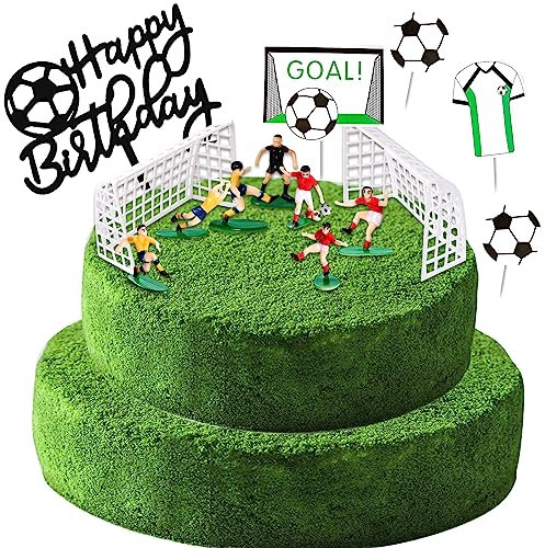14 Stück Fussball Tortendeko, Fussball Party Kuchendeko Geburtstag Junge, Soccer Ball Cupcake Toppers, Thema Fußball Geburtstag Deko Torte,Geburtstag Fussball Kuchen Deko Happy Birthday Tortendeko