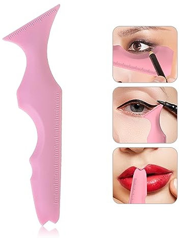 Erinde Silicone Eyeliner Stencil, Reusable Cat Eye Makeup Tool, Lipliner Eyeliner Mold, Face Contour Eyebrow Tool, Easy to Clean & Apply, Skin-Friendly #Pink