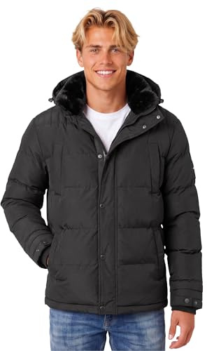 ALESSANDRO SALVARINI Herren Winterjacke (S-3XL) - Wasserabweisend, Abnehmbare Kapuze & Fellkragen, Steppjacke, Warme Jacke Männer - AS-326
