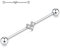 GAGABODY Piercing industriel en acier chirurgical 14 g pour femme et homme avec zircone/pyramide/croix 38 mm, Acier inoxydable, Pas de gemme