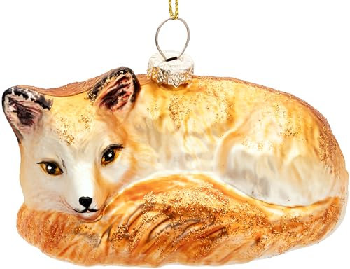 SIKORA Füchsin besondere Weihnachtskugel Glas Christbaumschmuck Deko Figur Weihnachten Anhänger Ornament - Trend Line - BS917
