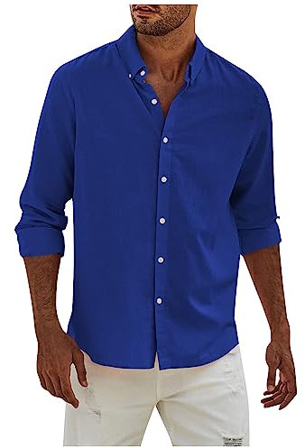 Sport Pullover Herren Sport Shirt Männer T-Shirt Ohne Ärmel Herren Sweatshirts Für Herren Tshirts Herren Unterziehshirt Herren Fussball Men T Shirt Herrenhemden Langarm Bügelfrei (Royal Blue, M)