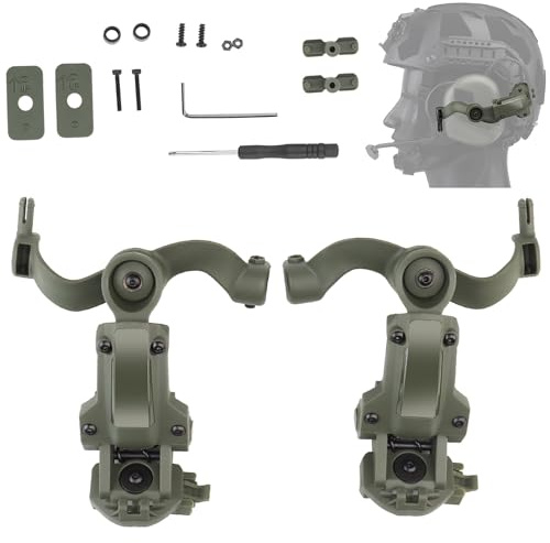 Gunyoo Tactical Helmet Arc Rail Adapter Tactical Pickup Headset, Multi-Angle Rotation, Noise Cancellation, Spring-Loaded Headset Holder, For Ops Core Arc Team Wendy