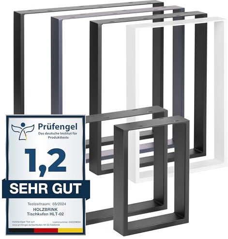 HOLZBRINK Tischbeine Metall Grau | Tischkufen/Tischgestell für Couchtisch, Esstisch, Schreibtisch, Sitzbank | 1 Stück Möbelfüße 70 x 72 cm