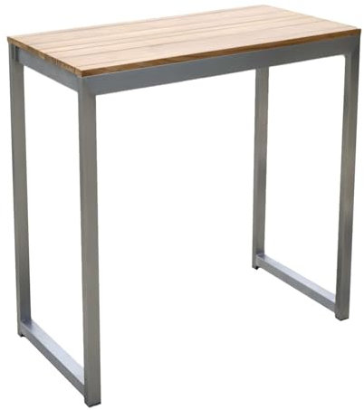Teako Design Bartisch Cadore Teakholz & Edelstahl, Gartenmöbel, Outdoor Tisch, Gartenbar, Massivholz, für den Garten, Möbelensemble, Hochtisch aus Massivholz, Farbe: Natur, 140 cm Breit