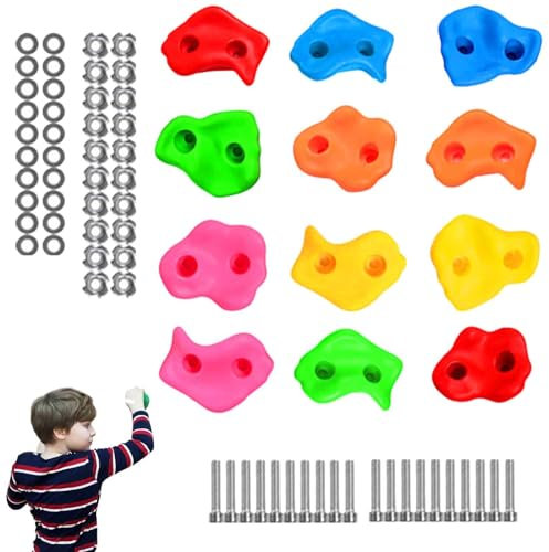 PHASZ Muro de Escalada en Roca para niños, Muro de Escalada para niños en Interiores | Colorido Juego de presas de Escalada en Roca,del Juego del Patio, fác Instalar para el Patio ior