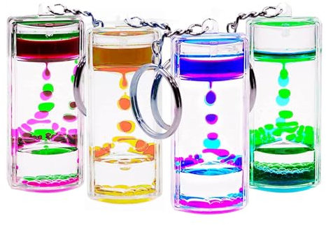 Schlüsselanhänger with Liquid Sanduhr, Creative Charm Keyrings Sensory Spielzeug Liquid Motion Bubble Fidget Toy Auto Keyring Rucksack Dekorationen Accessories for Kids and Adults (4pcs)