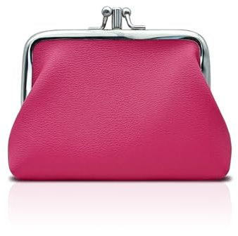 WisePoint Petit Porte Monnaie, Mini Porte Monnaie en Cuir PU pour Les Femmes et Les Filles, Mini Pochette Portable avec Serrure de Baiser de Change, Clés, Boucles d'oreilles(Rose)