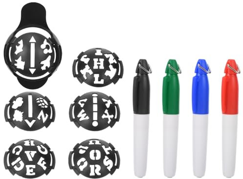 PATIKIL Golf Ball Liner, 1 Set Golf Line Marking Drawing Stencils Golf Ball Marker Alignment Tool with 4 Pens for Golfer, Black