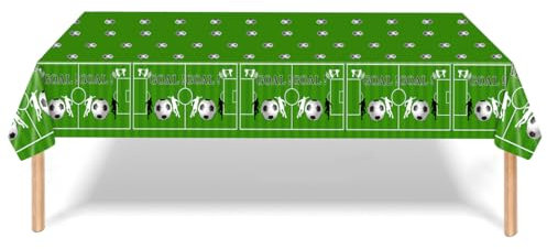 Fußball-Party-Tischdecken,Wiederverwendbare Fußball-Themen-Tischdecke für Kinder-Fußball-Themen-Geburtstagsfeier-Dekorationen, 220x130cm