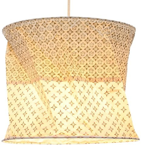 GURU SHOP Runde Papier Hängelampe, Lokta Papierlampenschirm Annapurna, Handgeschöpftes Papier - Modell 17, 25x28x28 cm