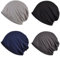 XYIYI Damen Mütze Chemo Hut Slouchy Kopfbedeckungen Kopf Wraps Krebshüte (4Stück Schwarz Grau Hellgrau Marineblau-CC)